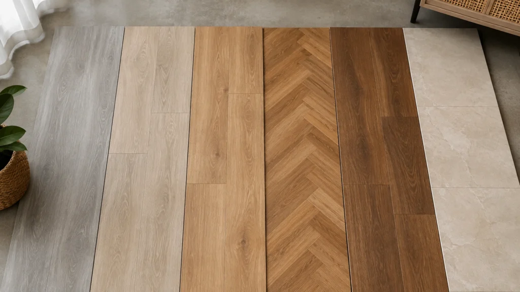 Flooring Types Singapore – Vinyl, SPC, Laminate, Parquet & Tiles Six flooring types in Singapore including vinyl, SPC, laminate, parquet, engineered wood and ceramic tiles