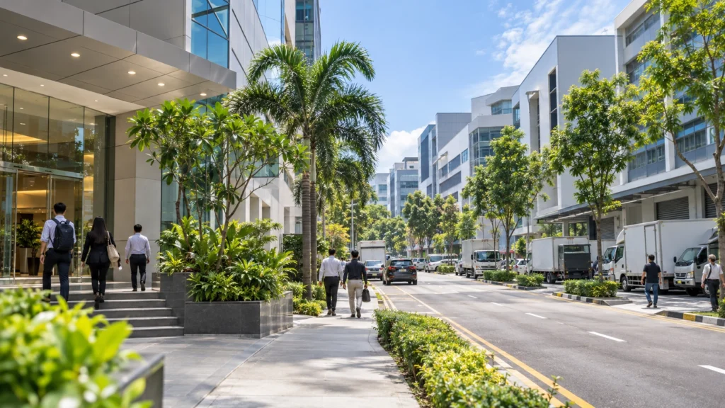 18 Howard Road Tai Seng Singapore Commercial and B1 industrial district around 18 Howard Road and Tai Seng Singapore with modern business buildings.
