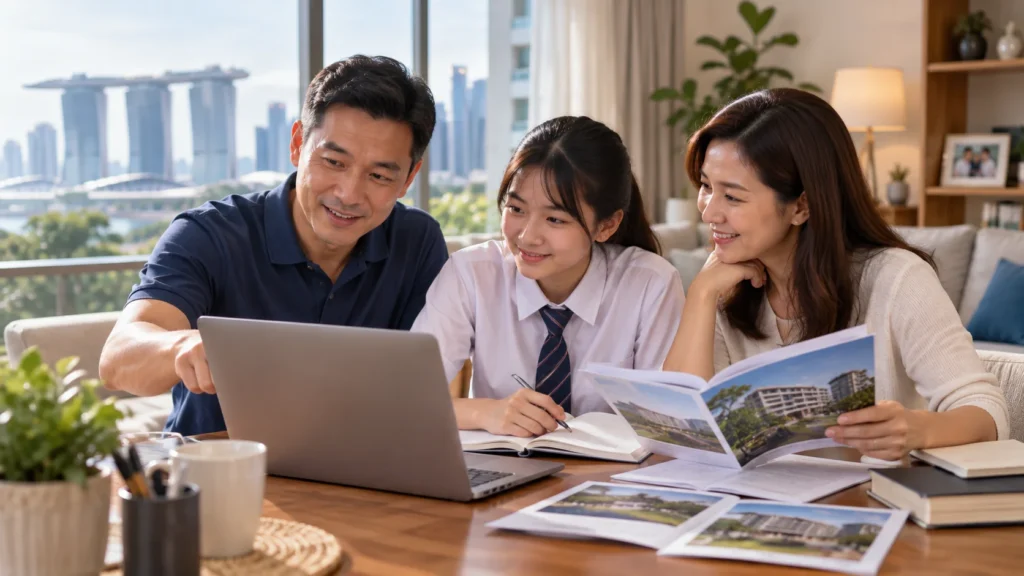 Choosing a Secondary School in Singapore Singapore parents and student discussing secondary school choices and education options